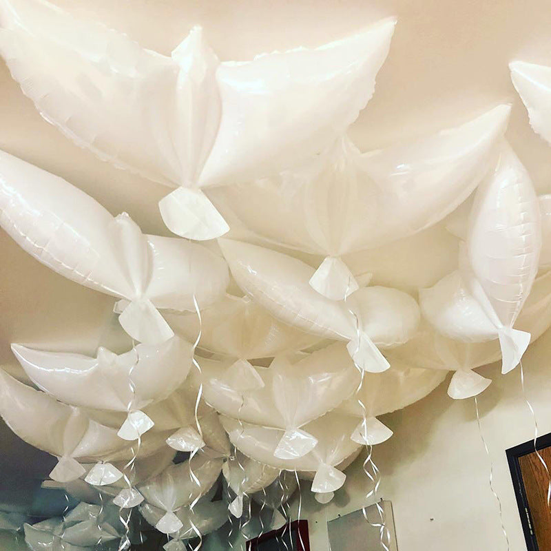 Mylar Dove Balloons, White Hearts, White Stars