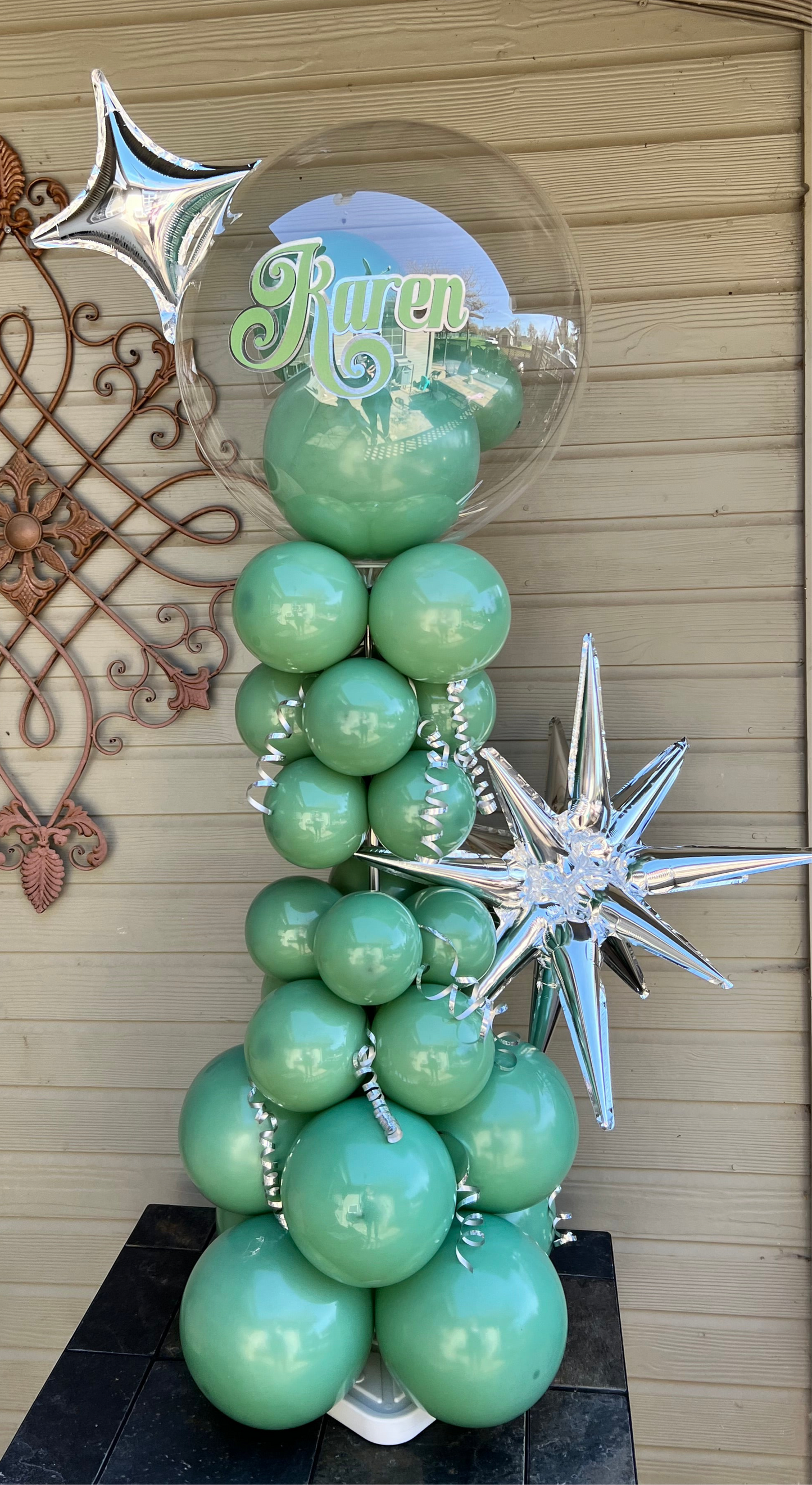 Sage Green & Silver Balloon Bouquet