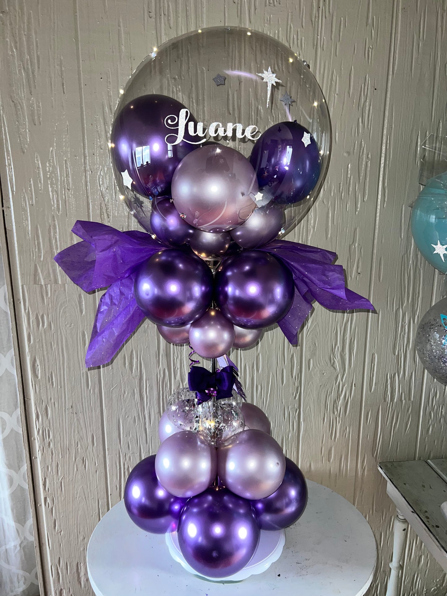 1 Purple Butterfly Balloon Bouquet with Lights