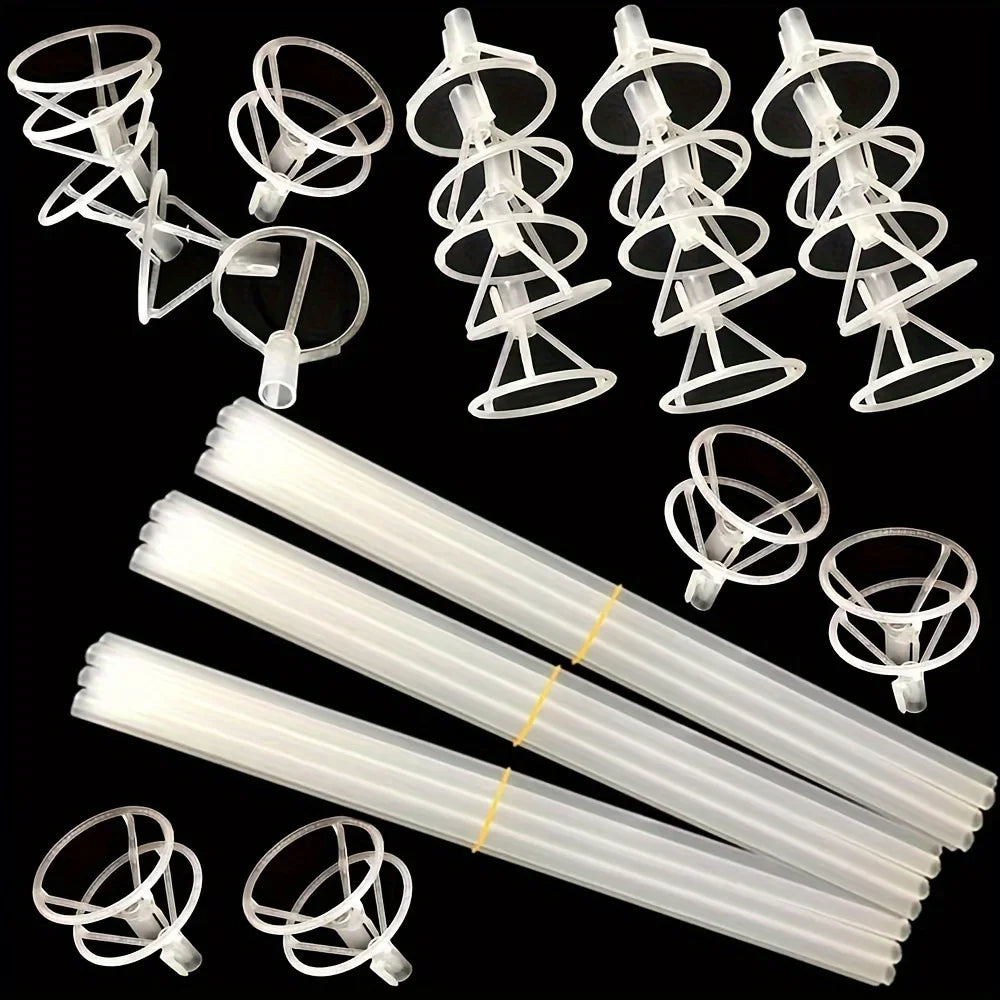 50PCS Transparent Bobo Balloon Stick Stand with Cup - Perfect for Wedding, Valentine's Day, Party, and Event Decoration