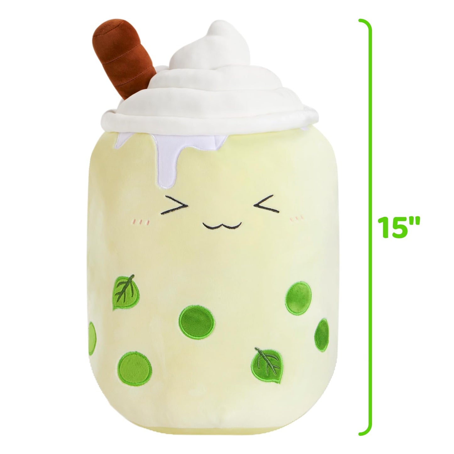 Light Up Strawberry Boba Tea Soft Plush Pillow 10''