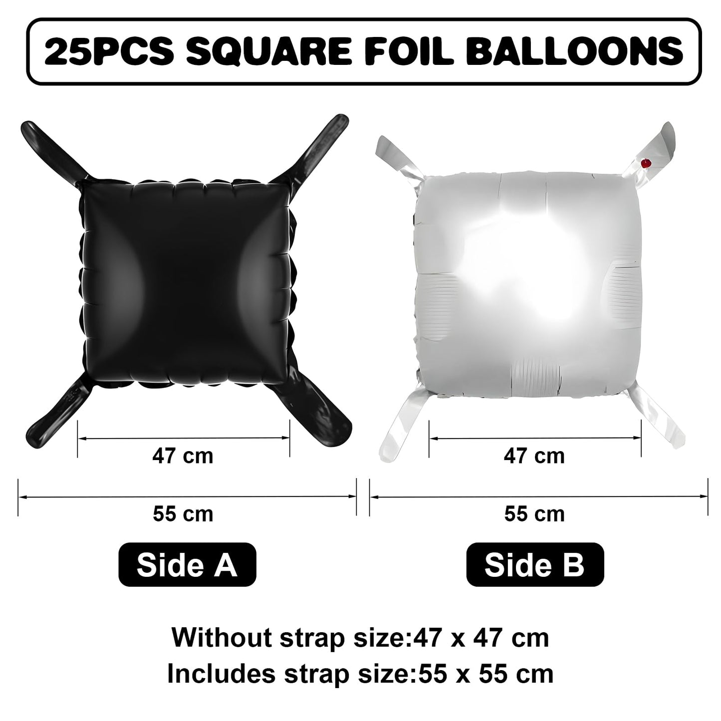 Silver Square Foil Balloon Wall,25Pcs Silver Balloon Backdrop Helium Mylar Balloon Tunnel Arch Garland Kit for Birthday Bridal Anniversary Baby Shower Party Decorations