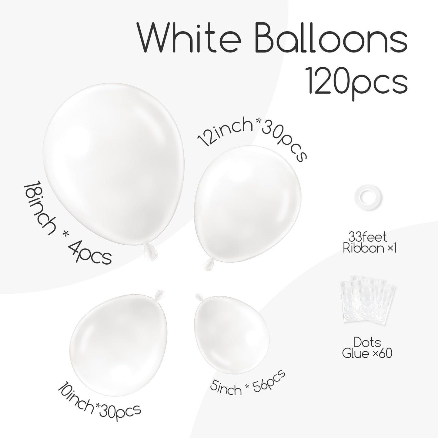 120pc Metallic Balloon Arch Kit, 18 12 10 5 inch Chrome Silver Latex Balloons Different Sizes Metallic Balloon Garland for Wedding Baby Shower Disco Birthday Party Decorations