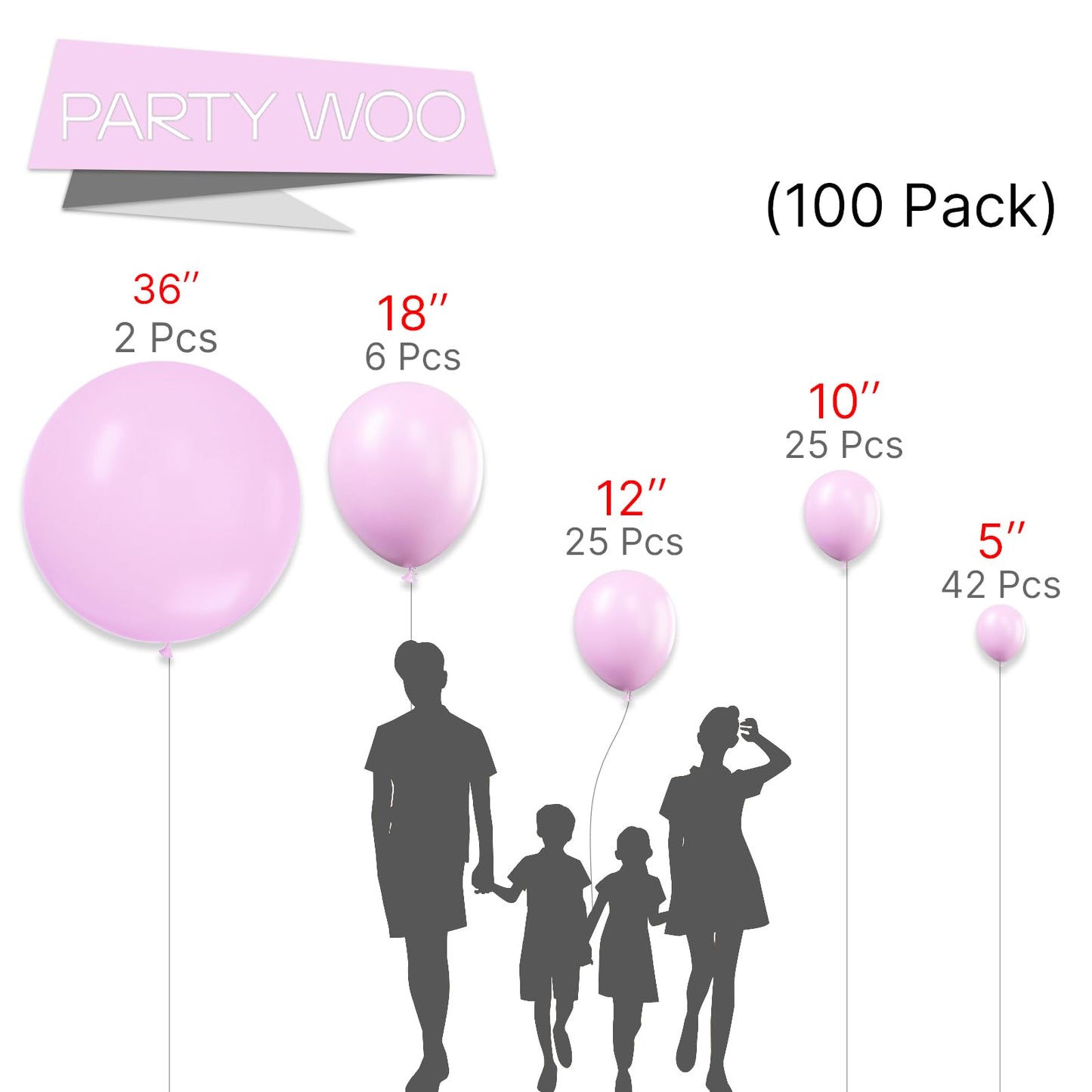 Dusty Pink Balloons 100 pcs Different Sizes of 36 18 12 10 5 Inch also known as Blush Pink and Dusty Rose