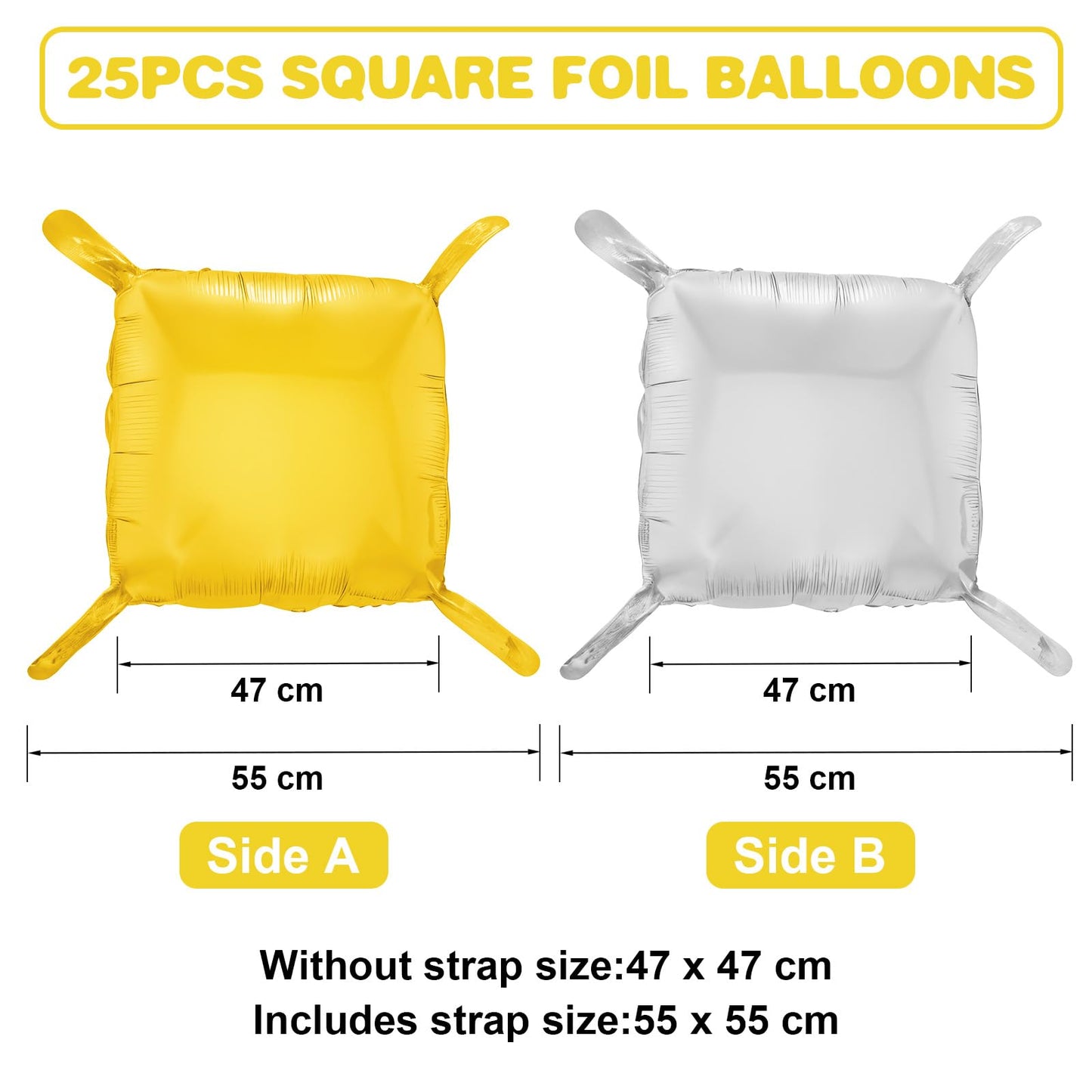 Silver Square Foil Balloon Wall,25Pcs Silver Balloon Backdrop Helium Mylar Balloon Tunnel Arch Garland Kit for Birthday Bridal Anniversary Baby Shower Party Decorations