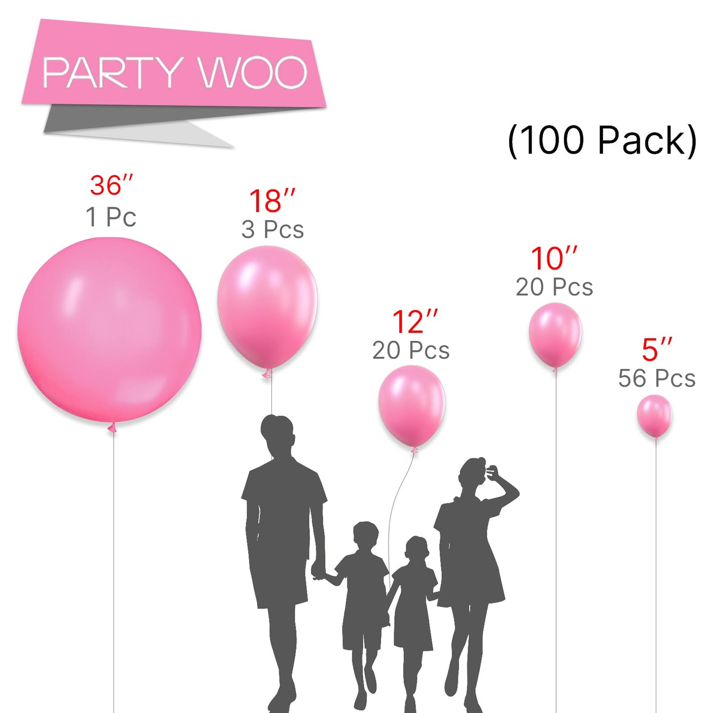 Dusty Pink Balloons 100 pcs Different Sizes of 36 18 12 10 5 Inch also known as Blush Pink and Dusty Rose
