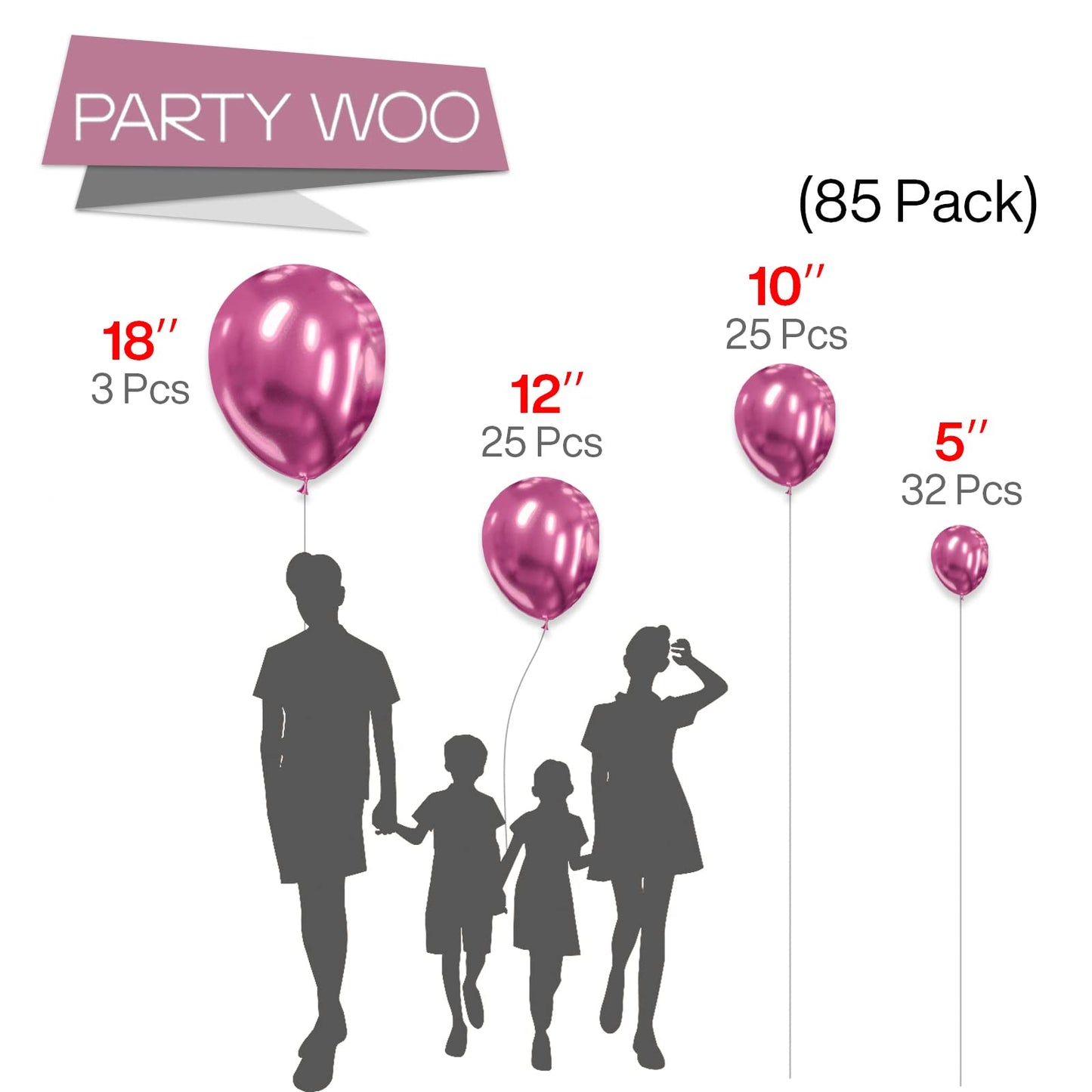 Pale Pink Balloons, 85 pcs Pink Balloons Different Sizes Pack of 18 Inch 12 Inch 10 Inch 5 Inch Pink Latex Balloons