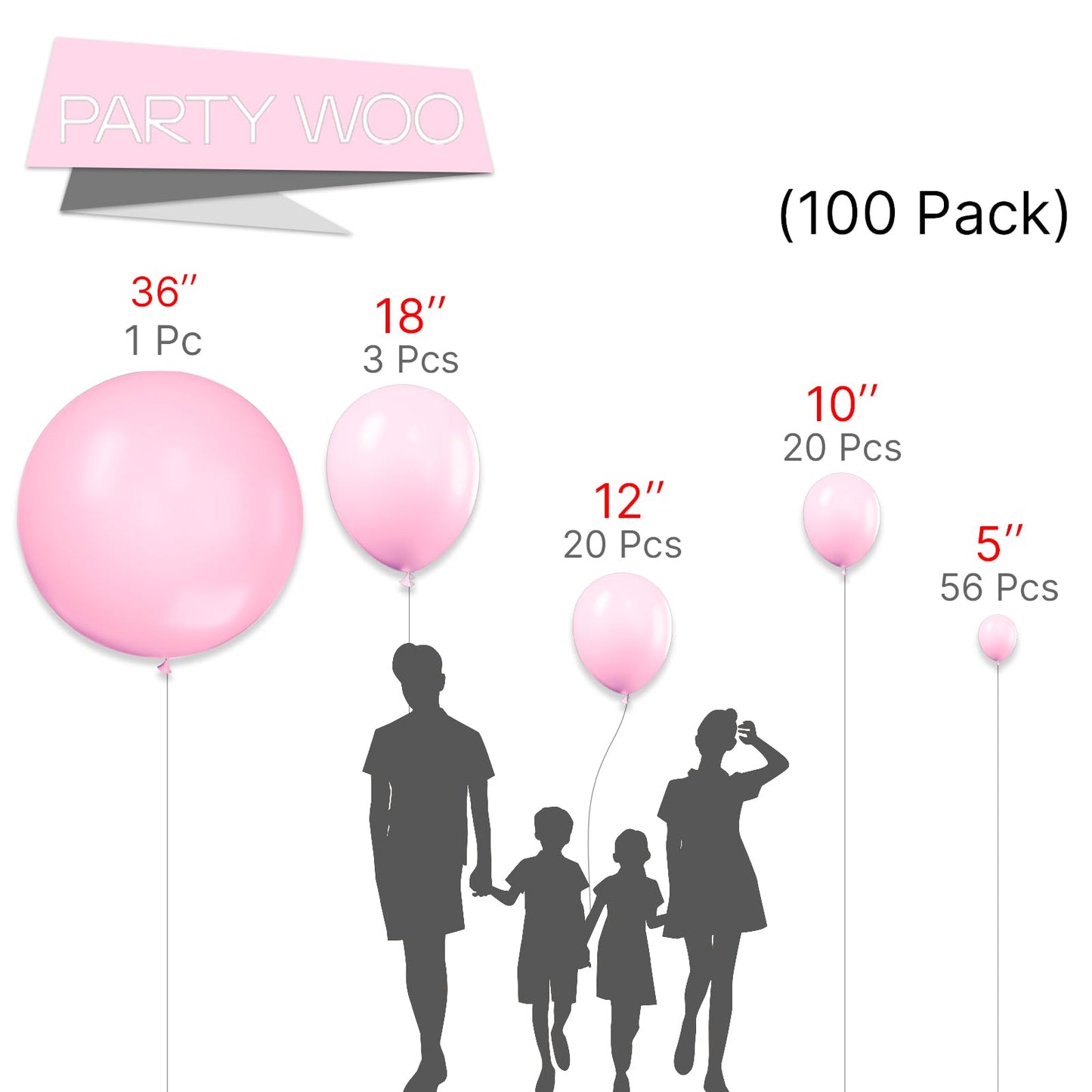 Dusty Pink Balloons 100 pcs Different Sizes of 36 18 12 10 5 Inch also known as Blush Pink and Dusty Rose