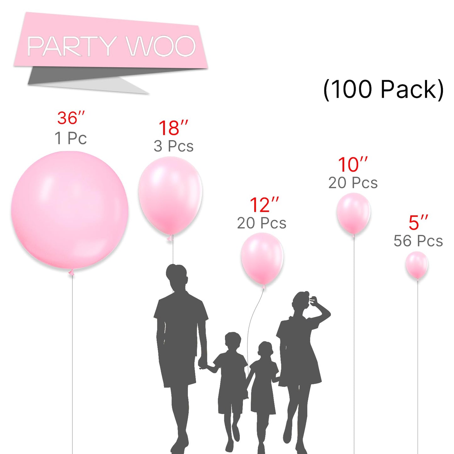 Dusty Pink Balloons 100 pcs Different Sizes of 36 18 12 10 5 Inch also known as Blush Pink and Dusty Rose