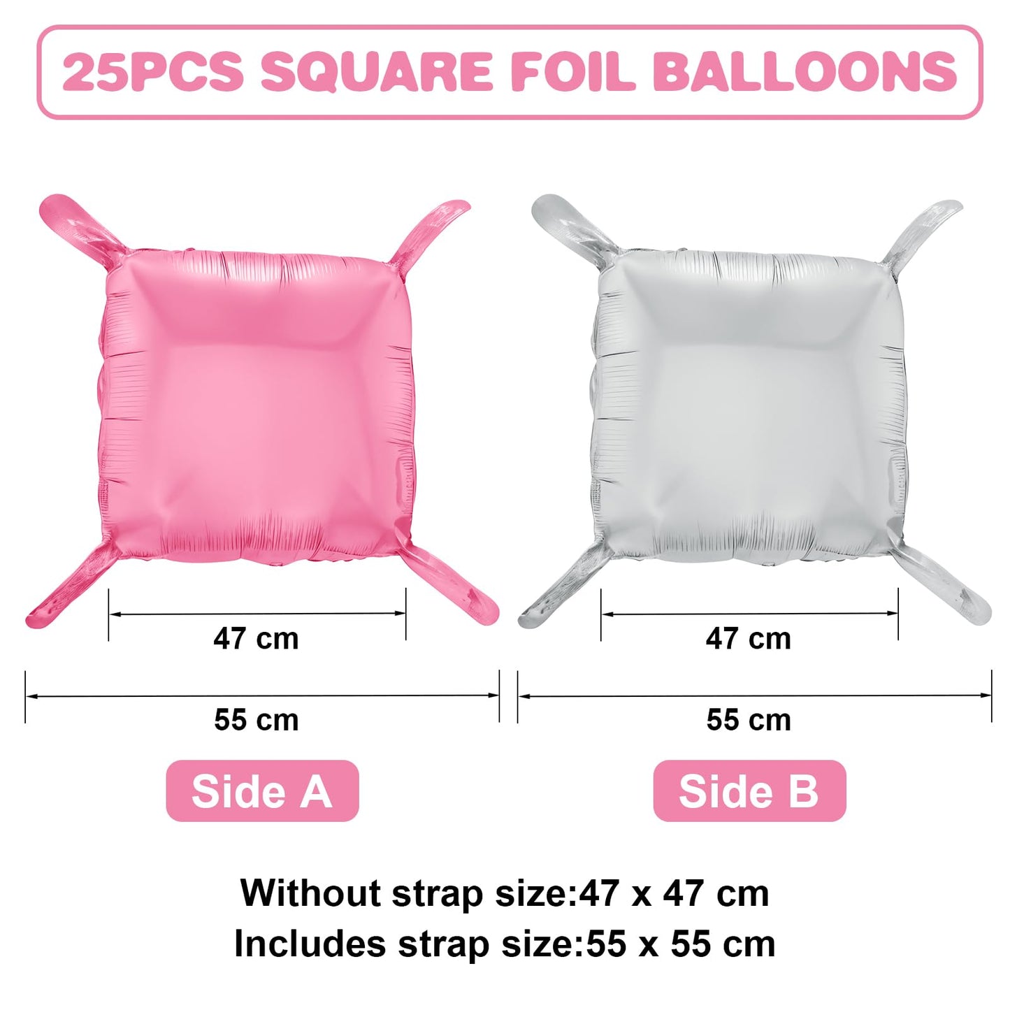 Silver Square Foil Balloon Wall,25Pcs Silver Balloon Backdrop Helium Mylar Balloon Tunnel Arch Garland Kit for Birthday Bridal Anniversary Baby Shower Party Decorations