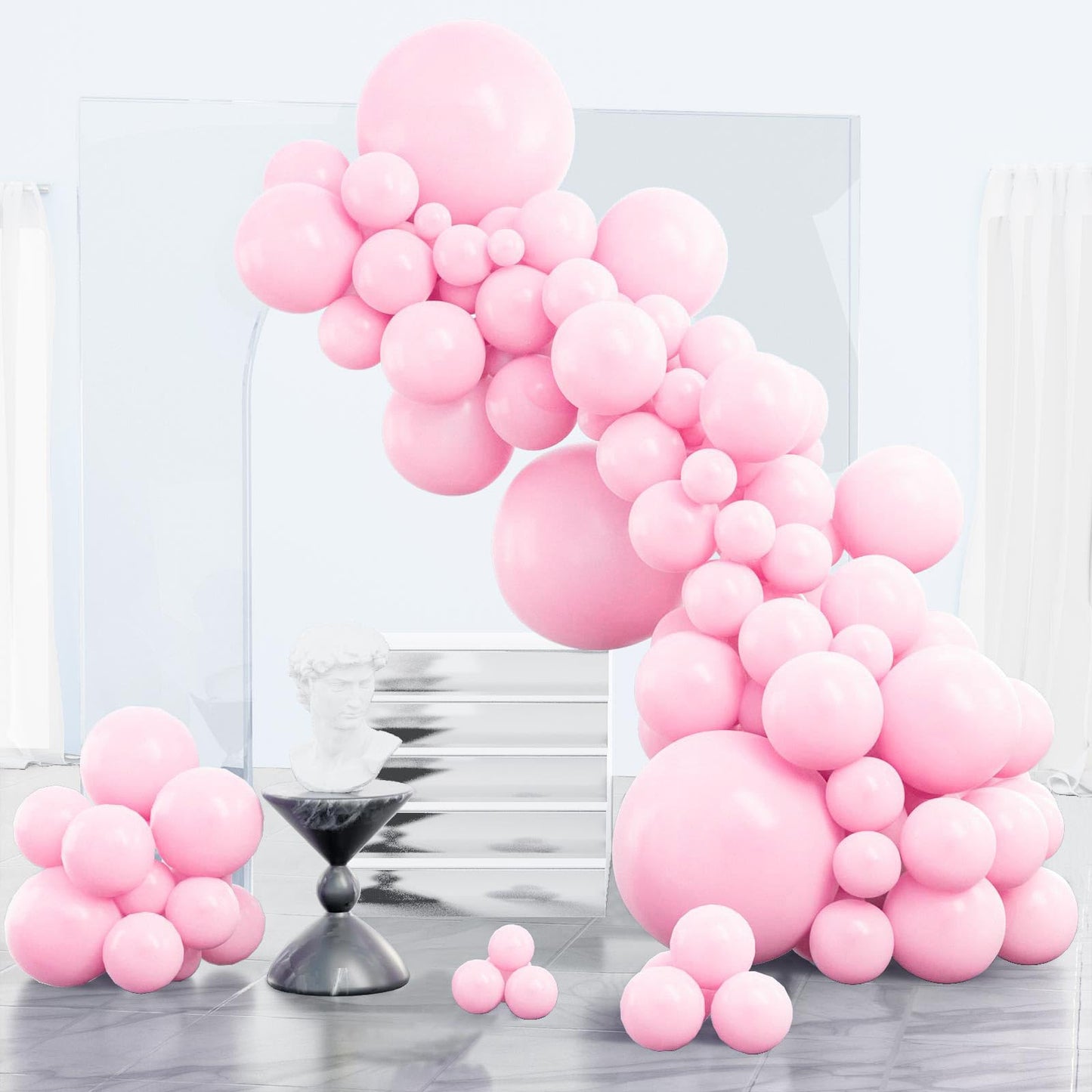 Pale Pink Balloons, 85 pcs Pink Balloons Different Sizes Pack of 18 Inch 12 Inch 10 Inch 5 Inch Pink Latex Balloons