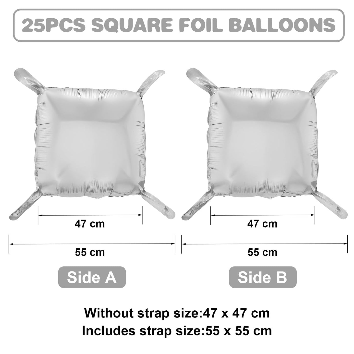 Silver Square Foil Balloon Wall,25Pcs Silver Balloon Backdrop Helium Mylar Balloon Tunnel Arch Garland Kit for Birthday Bridal Anniversary Baby Shower Party Decorations