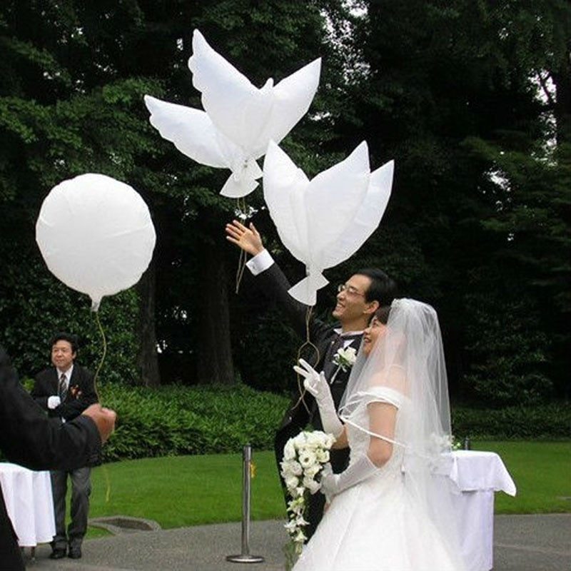 Mylar Dove Balloons, White Hearts, White Stars