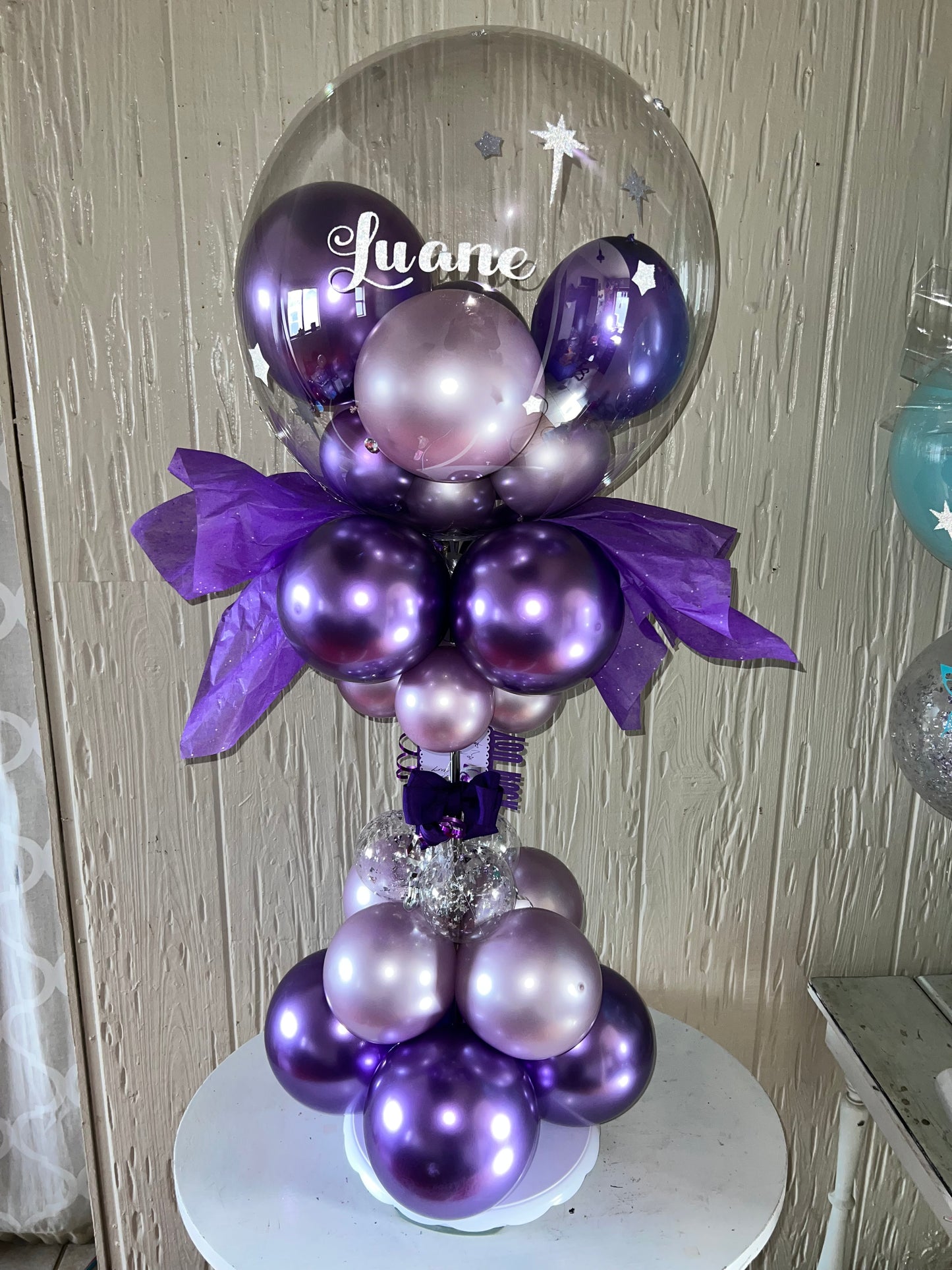 1 Purple Butterfly Balloon Bouquet with Lights