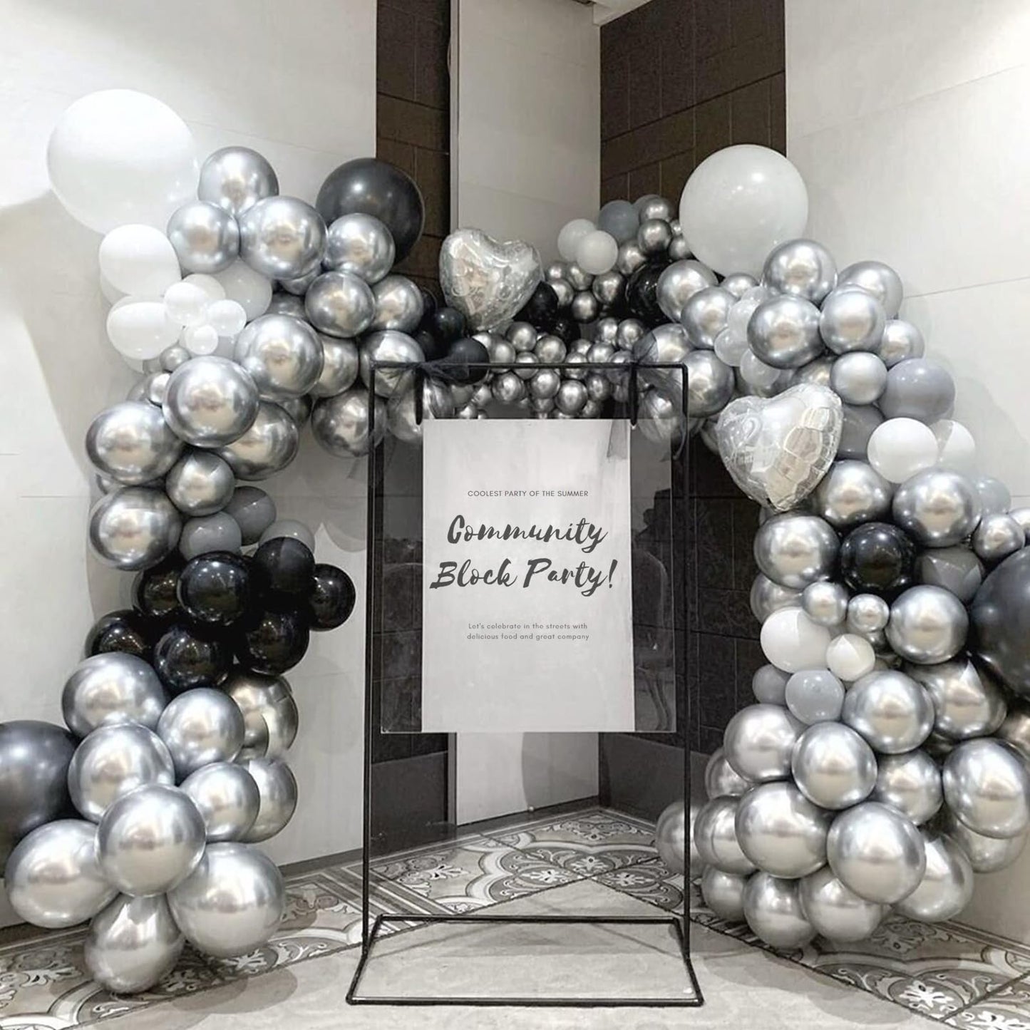 120pc Metallic Balloon Arch Kit, 18 12 10 5 inch Chrome Silver Latex Balloons Different Sizes Metallic Balloon Garland for Wedding Baby Shower Disco Birthday Party Decorations