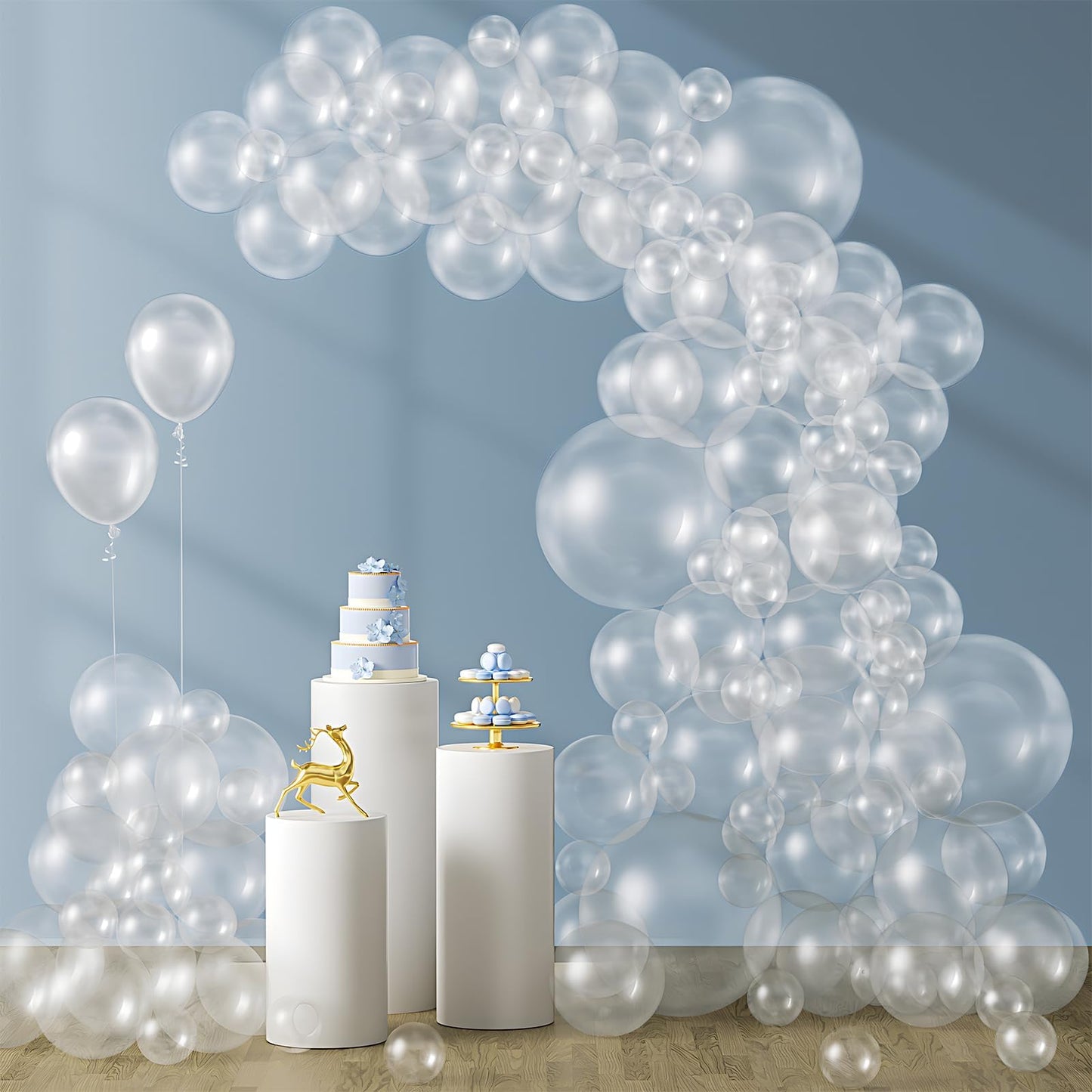 120pc Metallic Balloon Arch Kit, 18 12 10 5 inch Chrome Silver Latex Balloons Different Sizes Metallic Balloon Garland for Wedding Baby Shower Disco Birthday Party Decorations