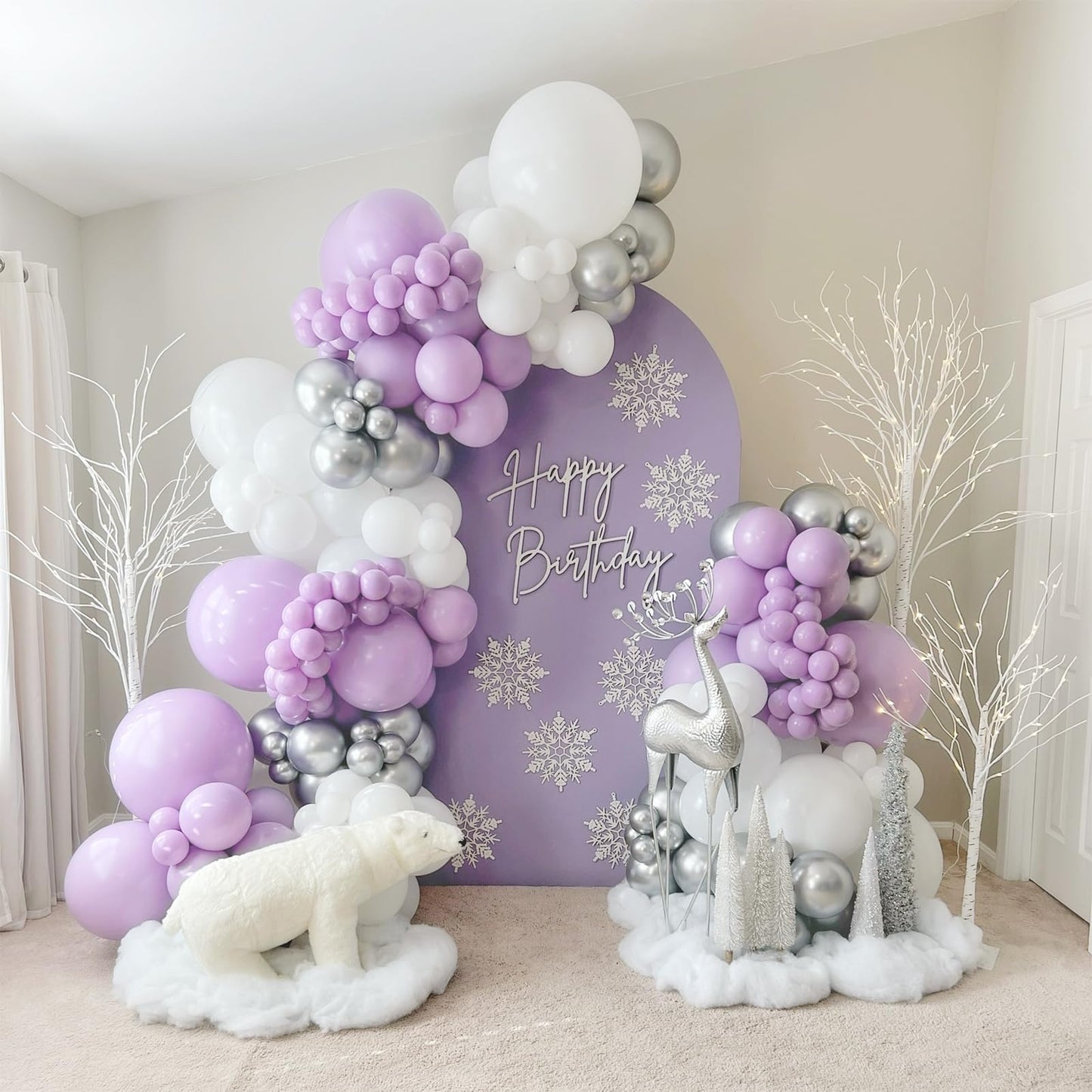 120pc Metallic Balloon Arch Kit, 18 12 10 5 inch Chrome Silver Latex Balloons Different Sizes Metallic Balloon Garland for Wedding Baby Shower Disco Birthday Party Decorations