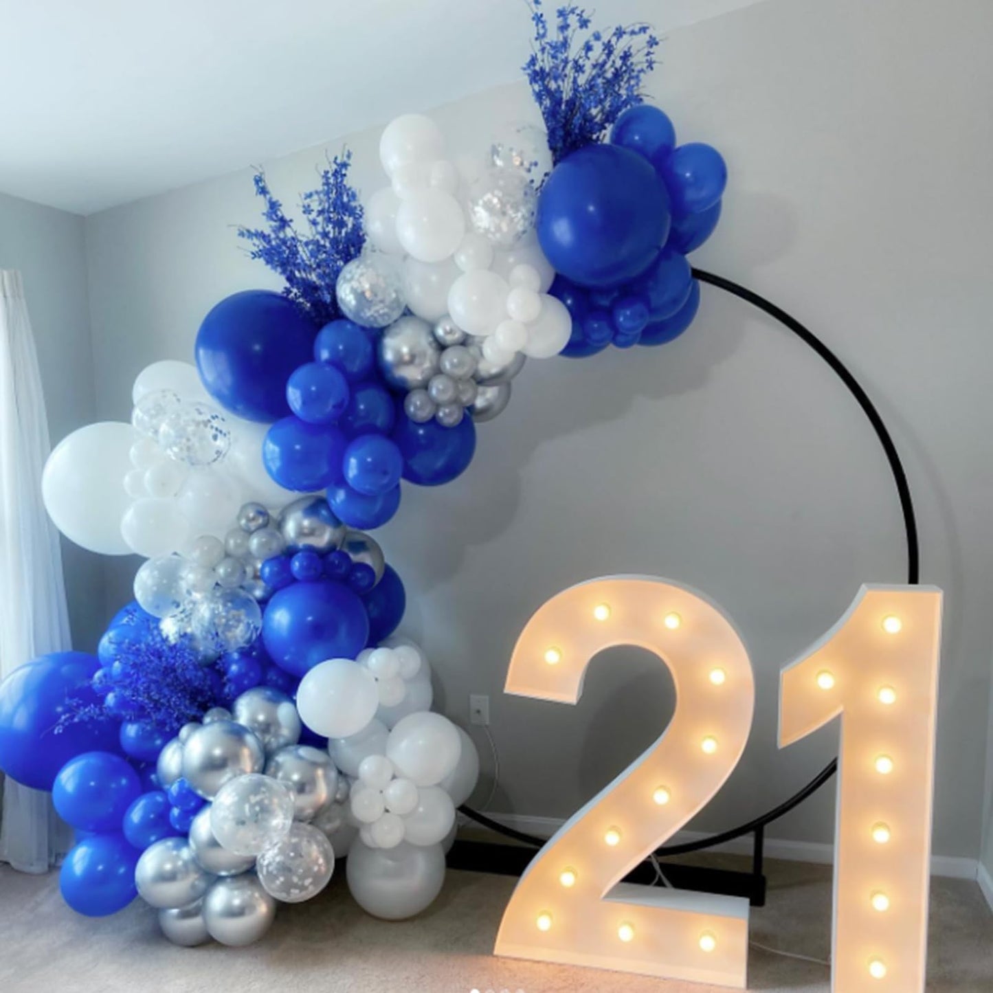 120pc Metallic Balloon Arch Kit, 18 12 10 5 inch Chrome Silver Latex Balloons Different Sizes Metallic Balloon Garland for Wedding Baby Shower Disco Birthday Party Decorations