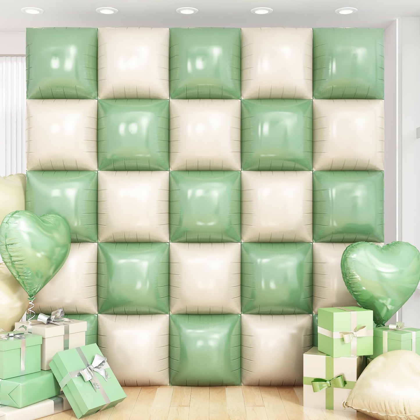 Silver Square Foil Balloon Wall,25Pcs Silver Balloon Backdrop Helium Mylar Balloon Tunnel Arch Garland Kit for Birthday Bridal Anniversary Baby Shower Party Decorations