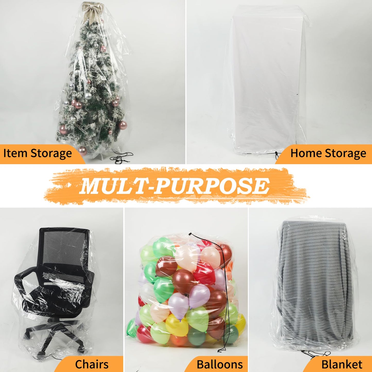 4PCS Balloon Bags,2PCS 98x59IN Balloon Bags for Transport Extra Large and 2PCS 59x47IN Plastic Reusable Clear Drop Storage Bags with Pull Cord