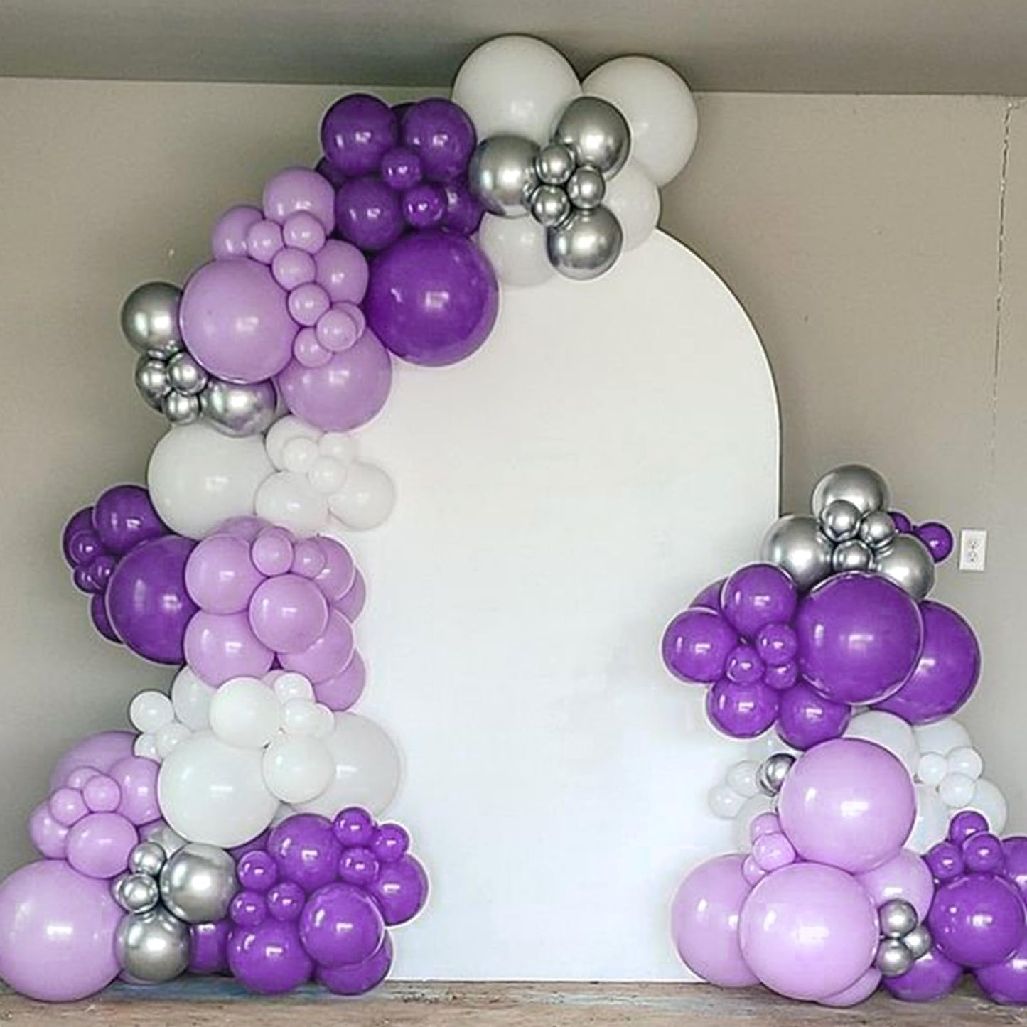 120pc Metallic Balloon Arch Kit, 18 12 10 5 inch Chrome Silver Latex Balloons Different Sizes Metallic Balloon Garland for Wedding Baby Shower Disco Birthday Party Decorations