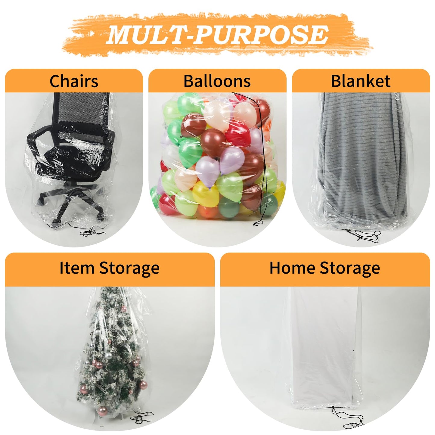 4PCS Balloon Bags,2PCS 98x59IN Balloon Bags for Transport Extra Large and 2PCS 59x47IN Plastic Reusable Clear Drop Storage Bags with Pull Cord