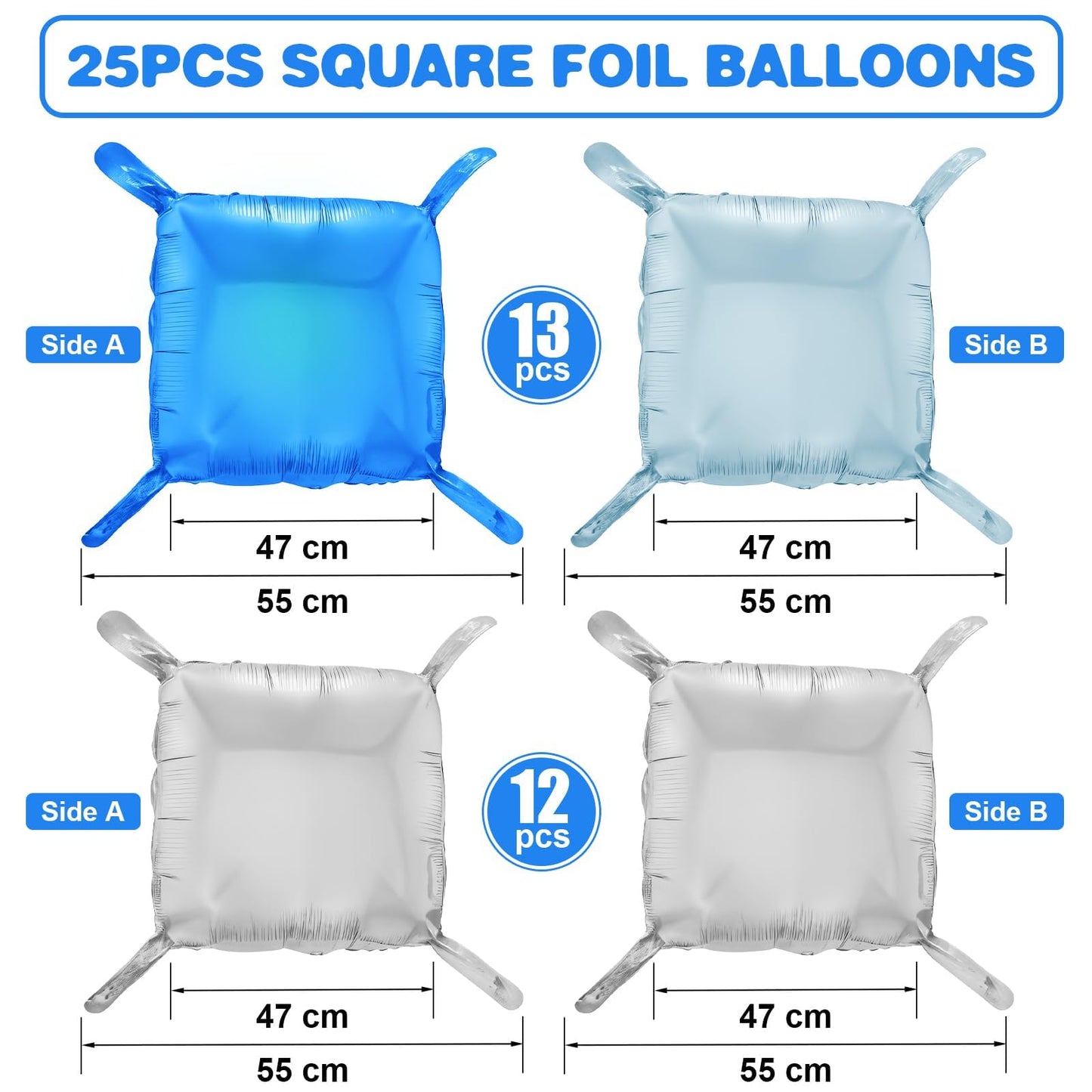 Silver Square Foil Balloon Wall,25Pcs Silver Balloon Backdrop Helium Mylar Balloon Tunnel Arch Garland Kit for Birthday Bridal Anniversary Baby Shower Party Decorations