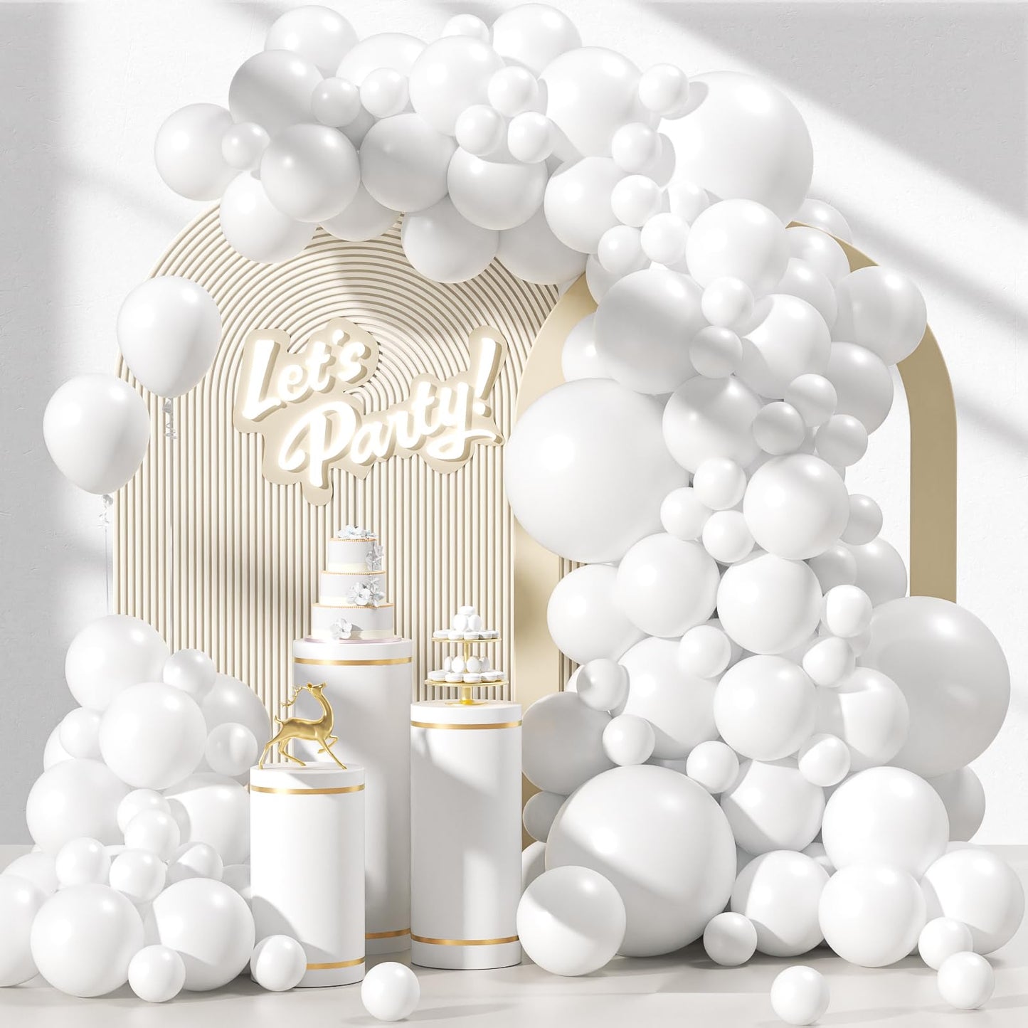 120pc Metallic Balloon Arch Kit, 18 12 10 5 inch Chrome Silver Latex Balloons Different Sizes Metallic Balloon Garland for Wedding Baby Shower Disco Birthday Party Decorations