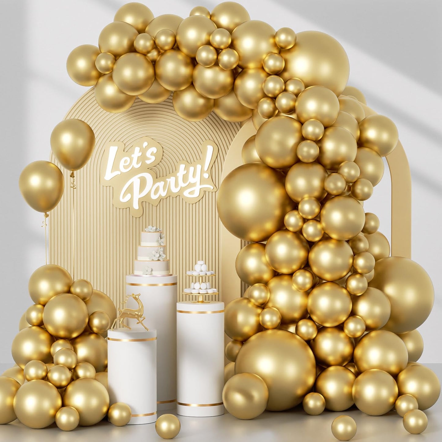 120pc Metallic Balloon Arch Kit, 18 12 10 5 inch Chrome Silver Latex Balloons Different Sizes Metallic Balloon Garland for Wedding Baby Shower Disco Birthday Party Decorations