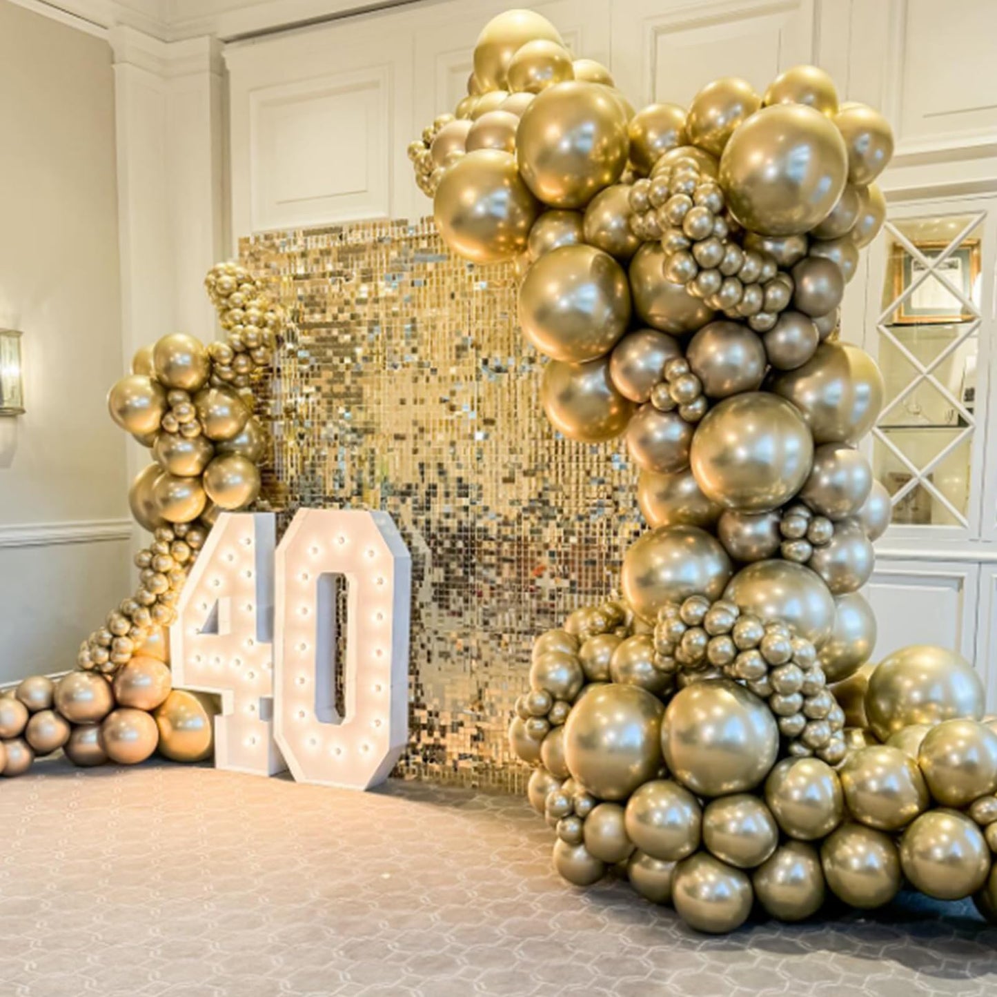 120pc Metallic Balloon Arch Kit, 18 12 10 5 inch Chrome Silver Latex Balloons Different Sizes Metallic Balloon Garland for Wedding Baby Shower Disco Birthday Party Decorations