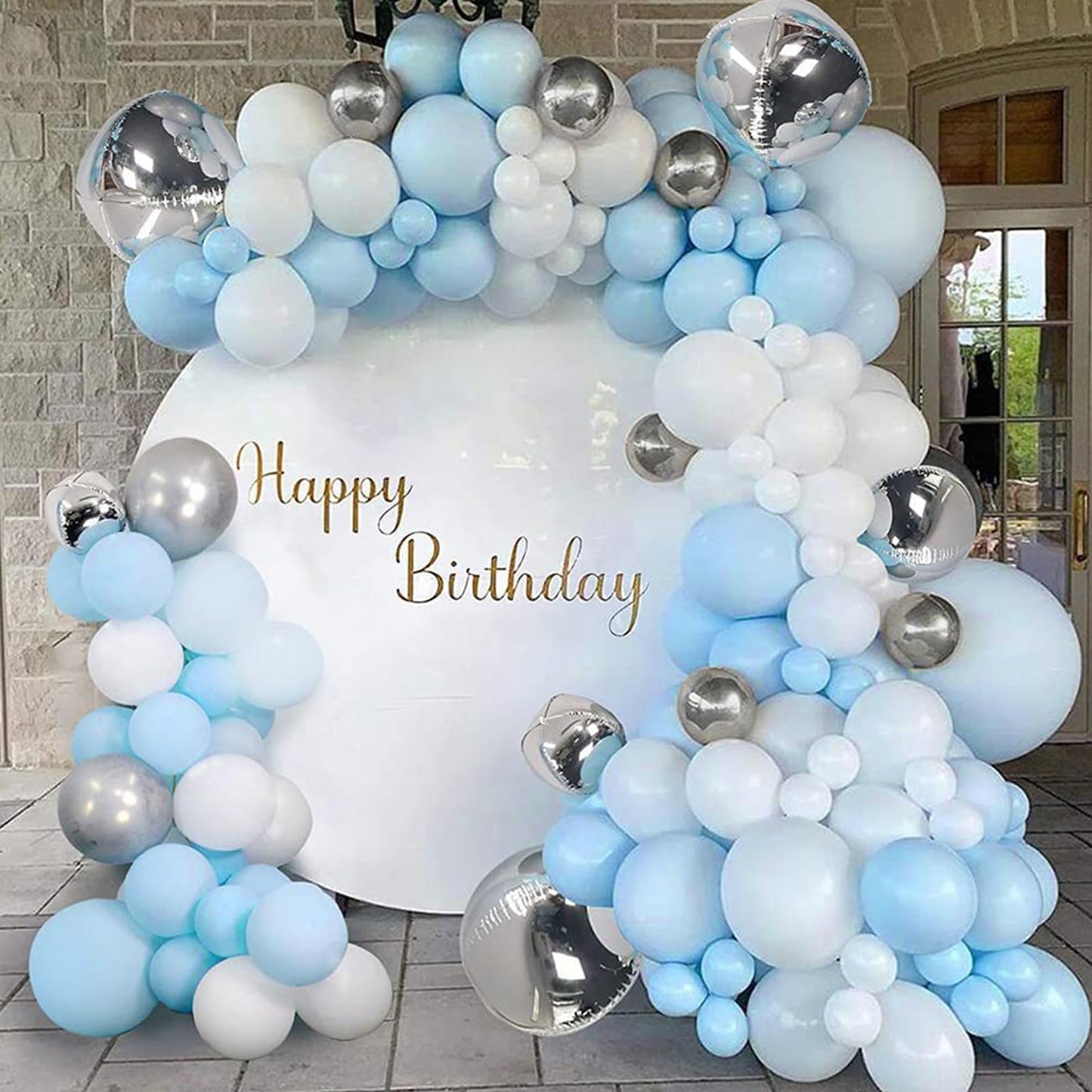 120pc Metallic Balloon Arch Kit, 18 12 10 5 inch Chrome Silver Latex Balloons Different Sizes Metallic Balloon Garland for Wedding Baby Shower Disco Birthday Party Decorations