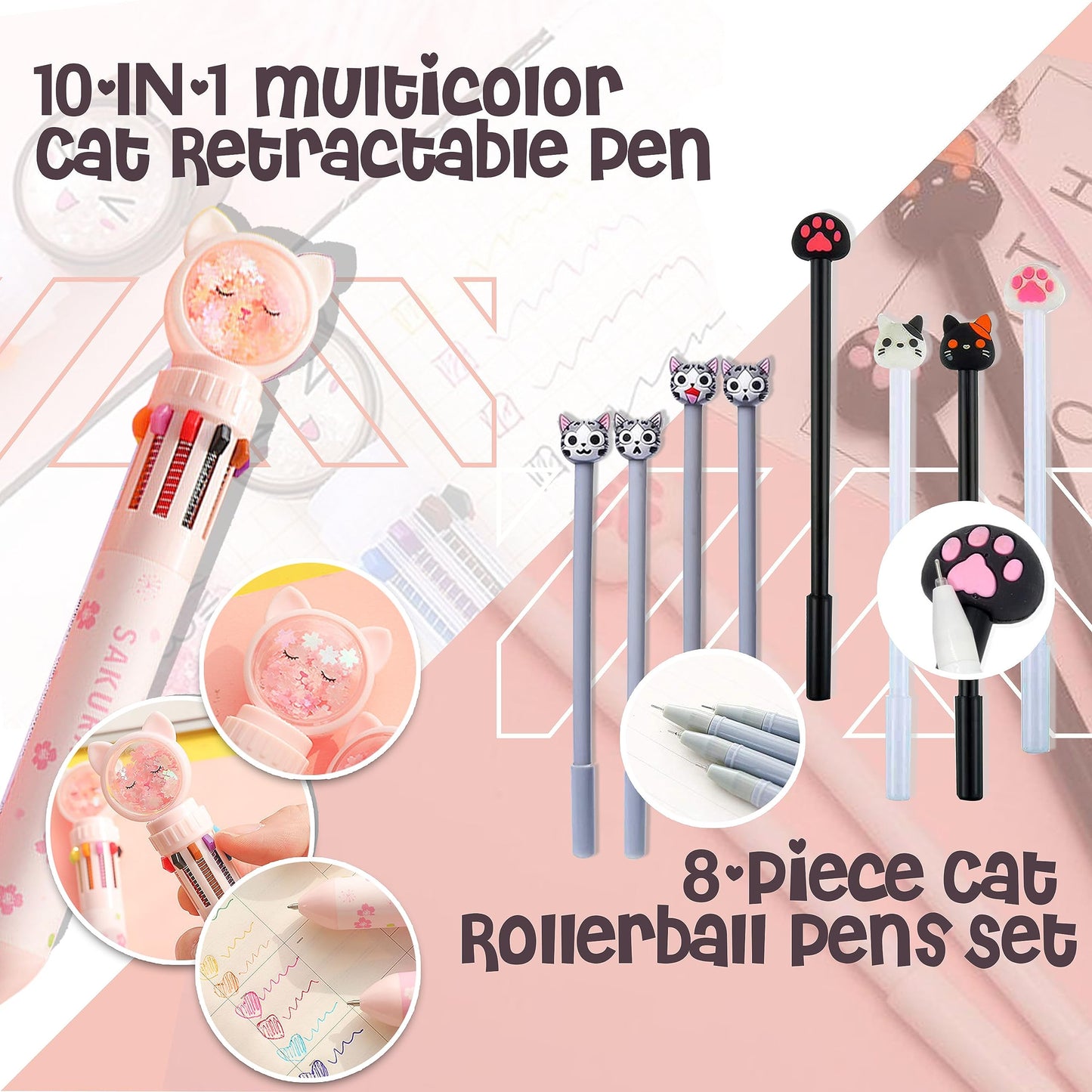 Boba Tea Pencil Case Holder 61 PCS Pink Stationary Set Pink Stationery Bag 4 Cute Pens, 53 Stickers, Bubble Sticky Notes and Erasers, Ruler Present Set for gift