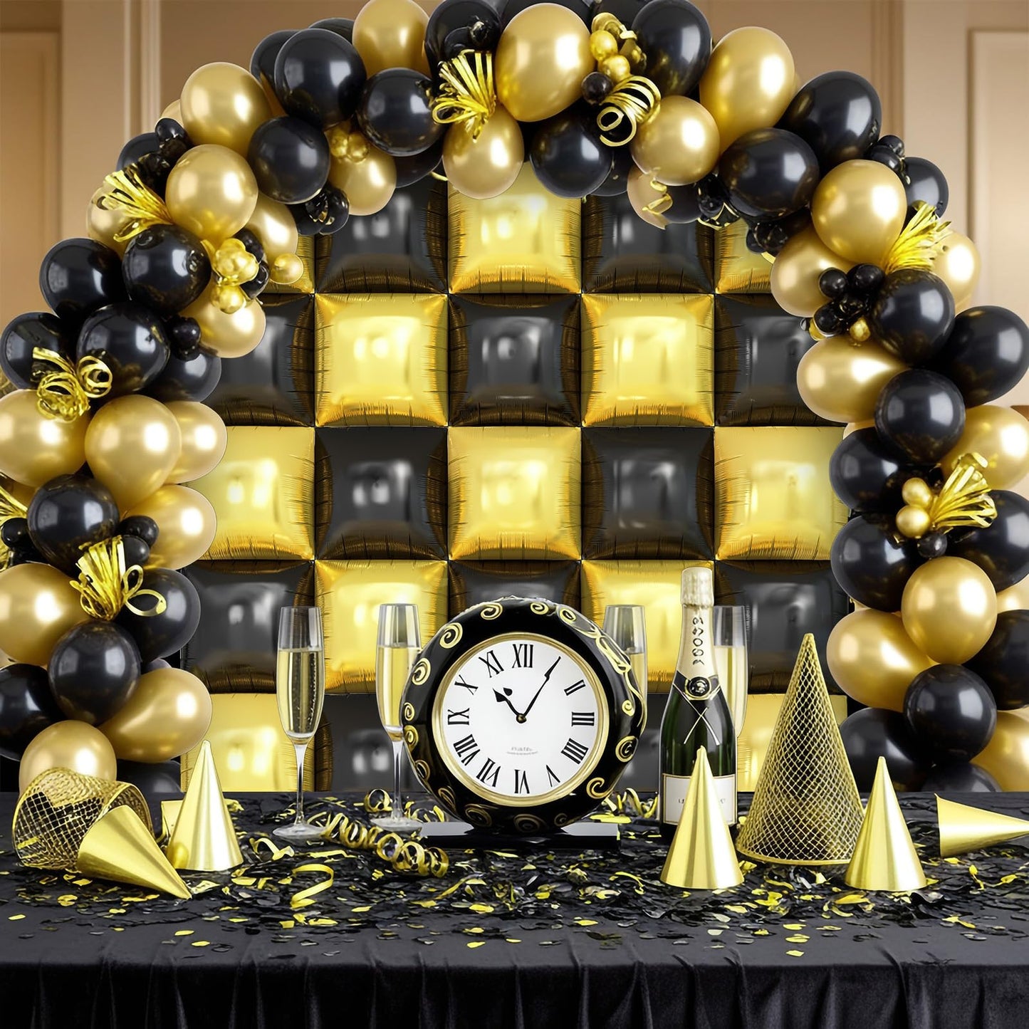 Silver Square Foil Balloon Wall,25Pcs Silver Balloon Backdrop Helium Mylar Balloon Tunnel Arch Garland Kit for Birthday Bridal Anniversary Baby Shower Party Decorations