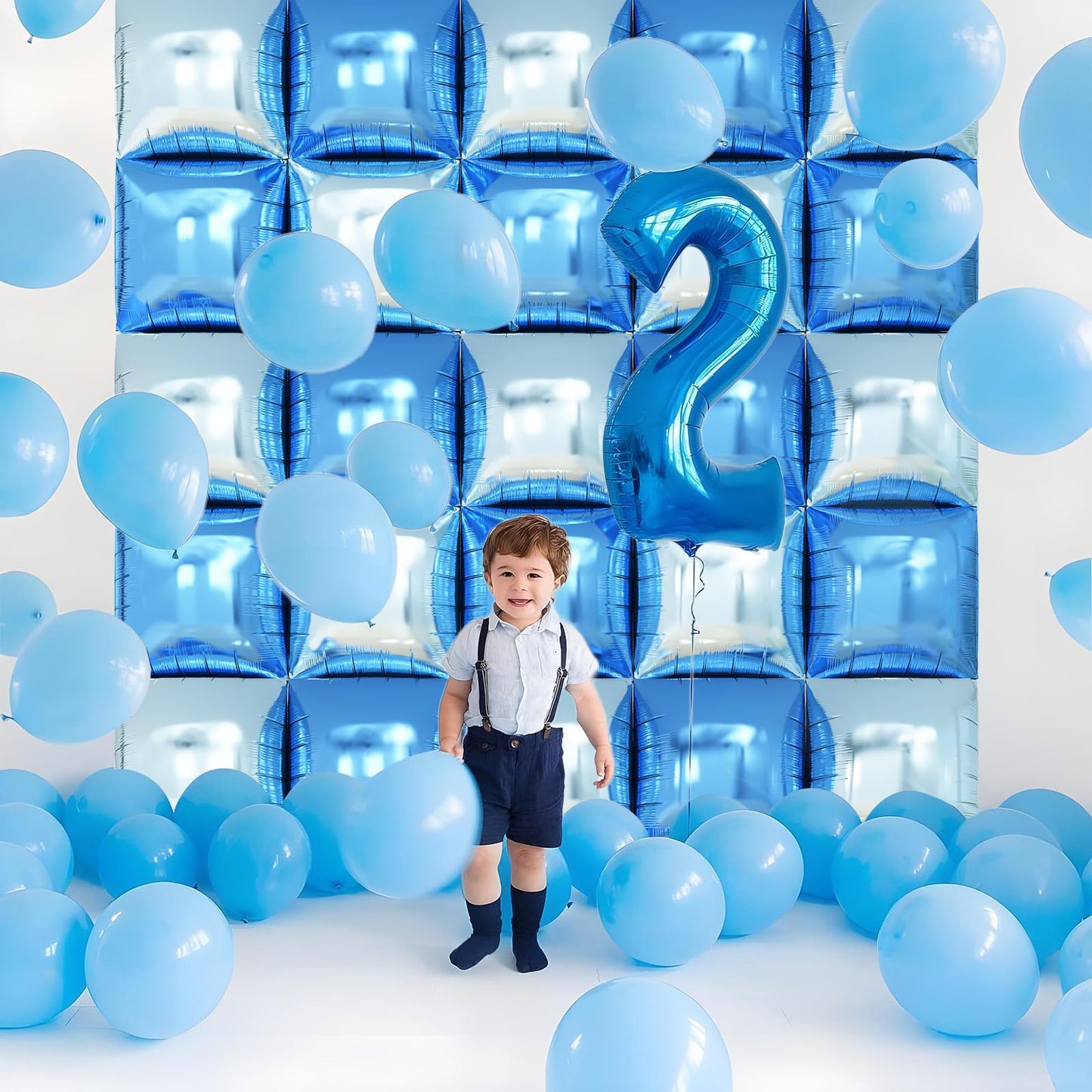 Silver Square Foil Balloon Wall,25Pcs Silver Balloon Backdrop Helium Mylar Balloon Tunnel Arch Garland Kit for Birthday Bridal Anniversary Baby Shower Party Decorations