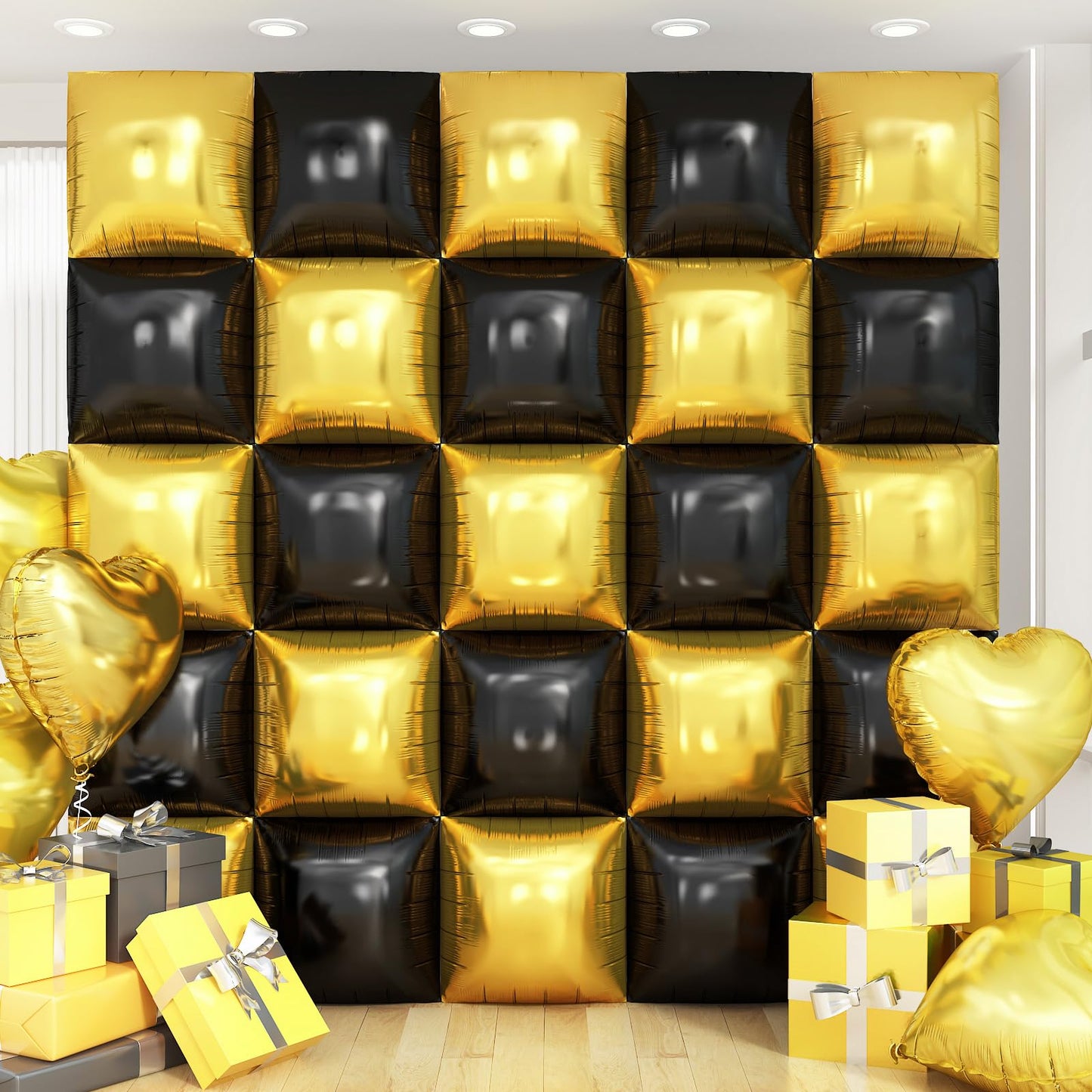 Silver Square Foil Balloon Wall,25Pcs Silver Balloon Backdrop Helium Mylar Balloon Tunnel Arch Garland Kit for Birthday Bridal Anniversary Baby Shower Party Decorations