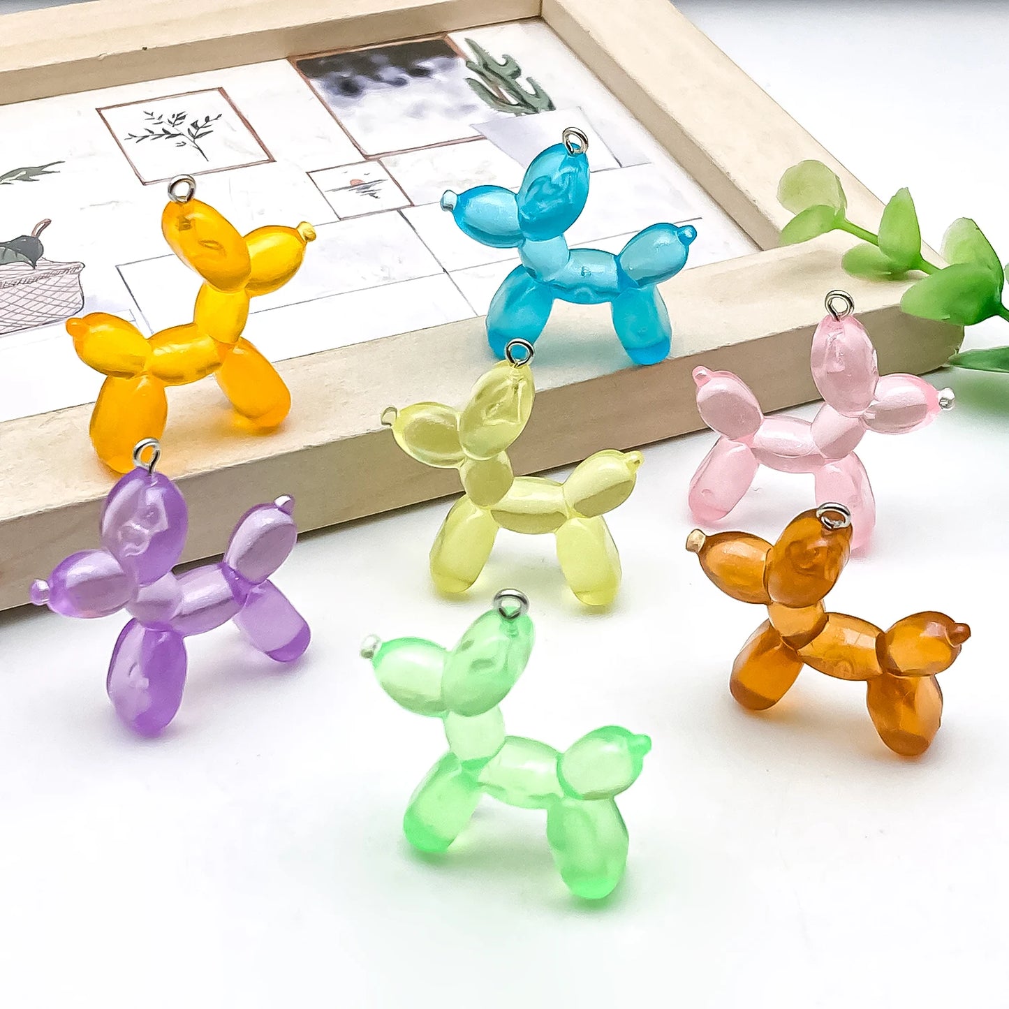 5/10pcs Colorful Balloon Dog Charms – Adorable Resin Pendants for Handmade Earrings, Bracelets, Necklaces & Keychain/Bag Accesso