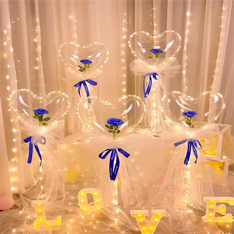 DIY Bobo Ball Rose Flower Bouquet Balloon with Lights