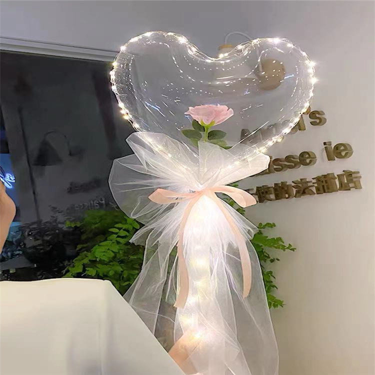 DIY Bobo Ball Rose Flower Bouquet Balloon with Lights