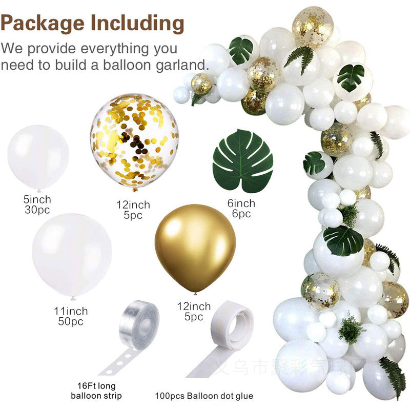 White, Gold and Green Balloon Garland