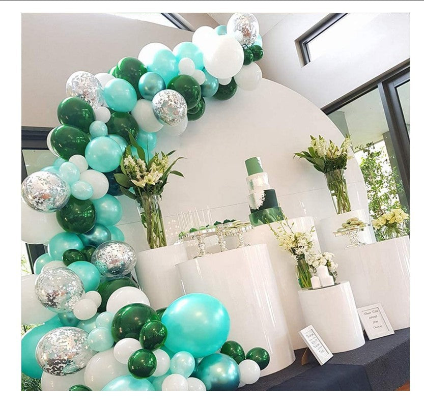 Teal, Green and White Balloon Garland