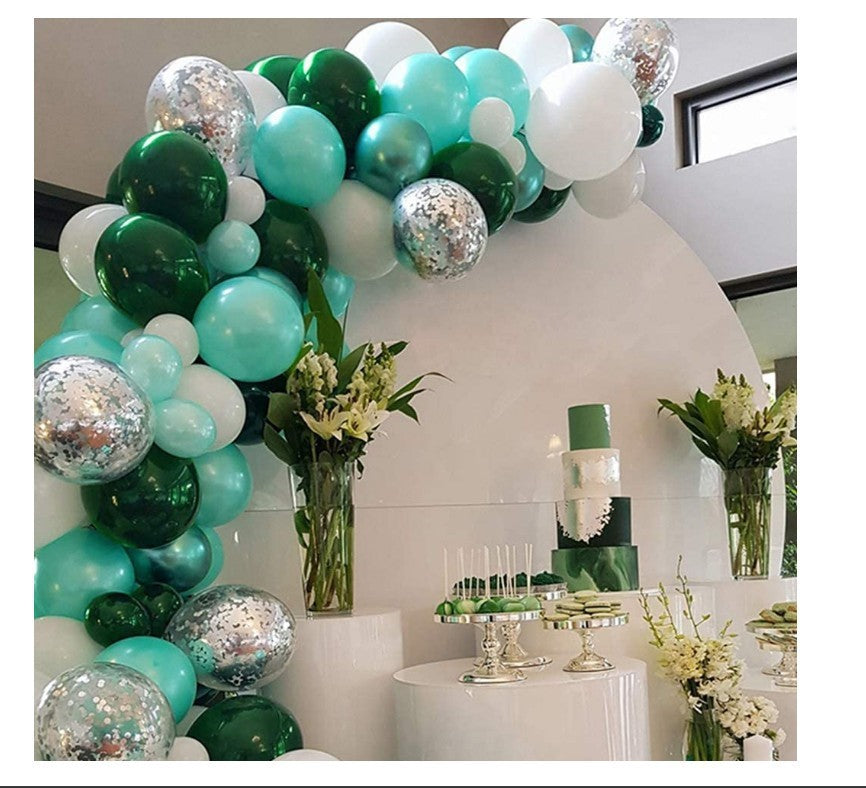 Teal, Green and White Balloon Garland