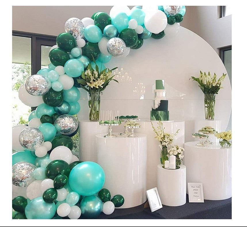 Teal, Green and White Balloon Garland