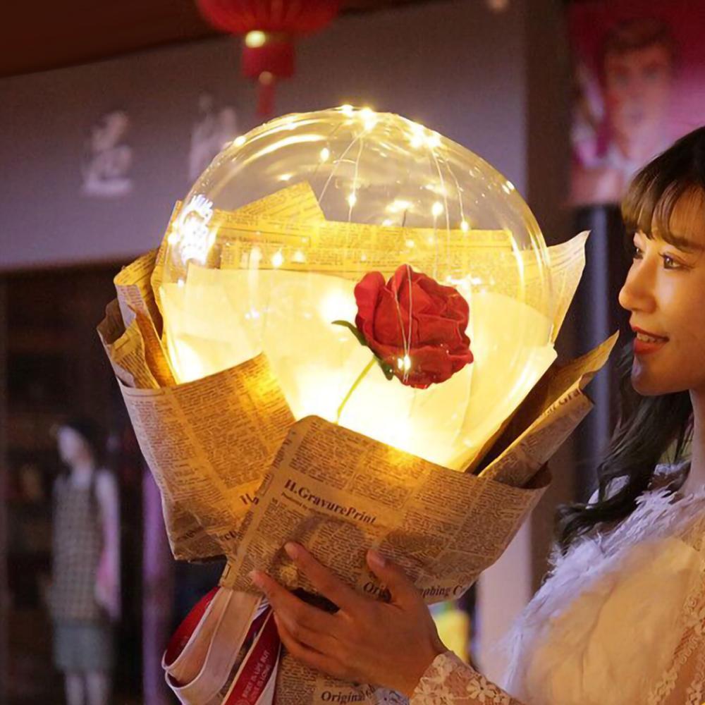 DIY LED Luminous Balloon Rose Bouquet