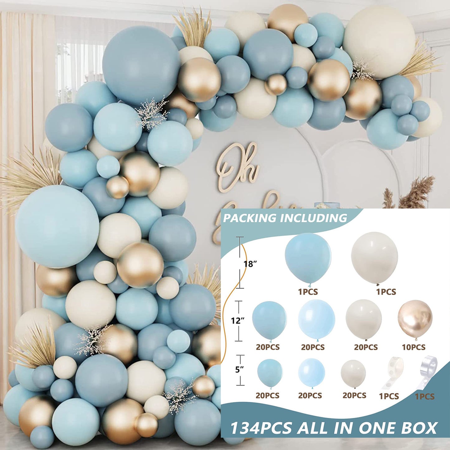 Haze Blue Balloon Garland Suit