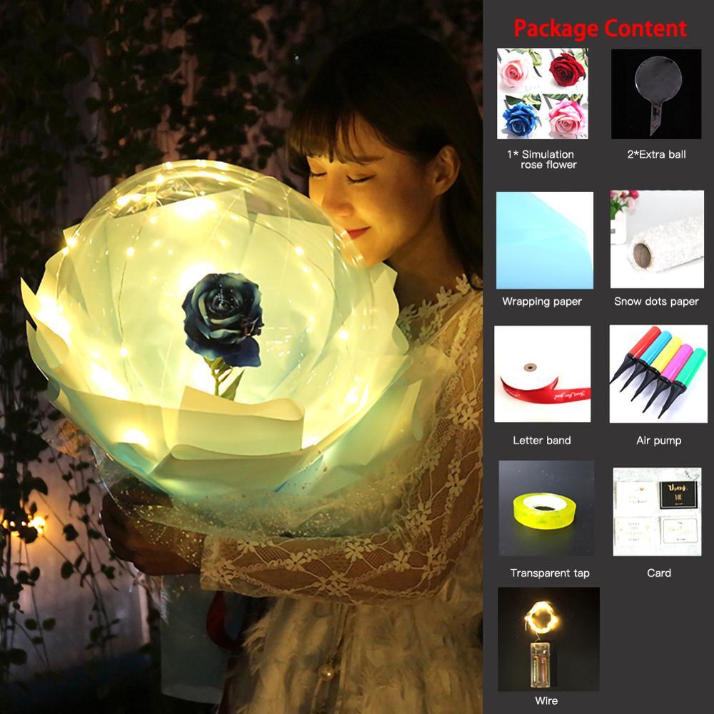 DIY LED Luminous Balloon Rose Bouquet