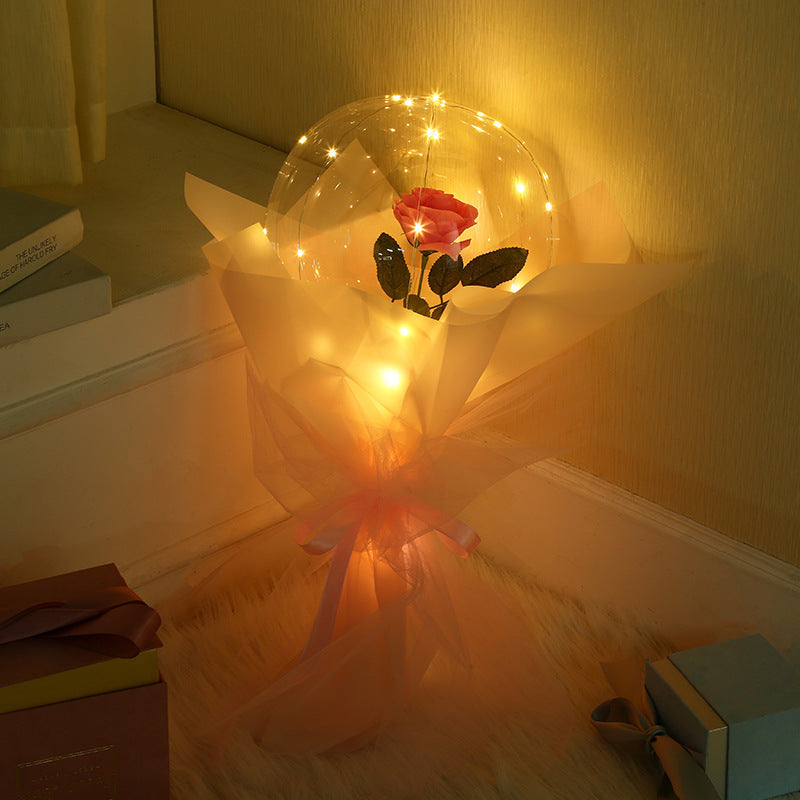 DIY Bobo Ball Rose Flower Bouquet Balloon with Lights