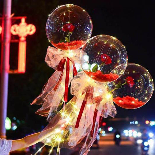 DIY LED Luminous Balloon Rose Bouquet