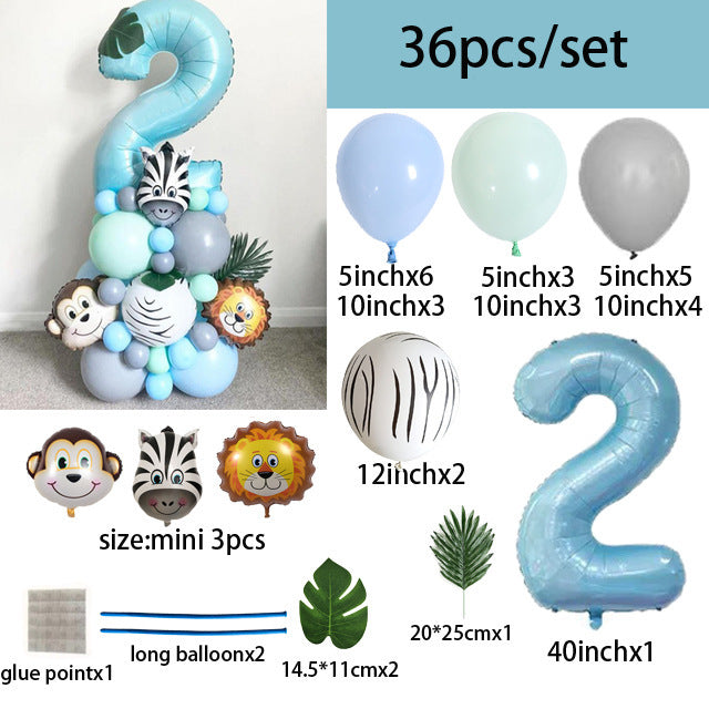 40-inch Digital Zebra Forest Animal Balloon Set