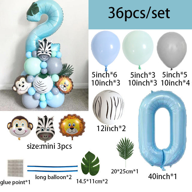 40-inch Digital Zebra Forest Animal Balloon Set