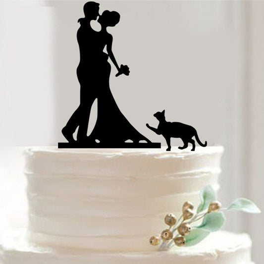 Acrylic Couple with Cat Cake Topper Keepsake